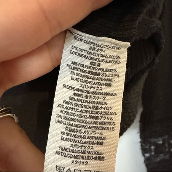 Free People Black Roses Jacquard Cuff Thermal Long Sleeve Top Womens XS - Picture 6 of 8